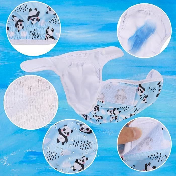 Couches Lavables Réutilisables Pour Chien - Taille M (32-43 Cm) - Pour Incontinence, Chaleurs, Propreté - Confort, Ajustable, Trou Queue
