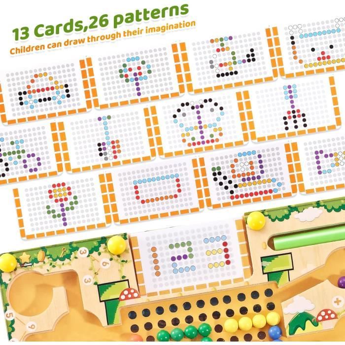 Labyrinthe Magnétique Montessori – Couleurs Et Chiffres – Planche Bois Océan – Dès 3 Ans – Cadeau Éducatif