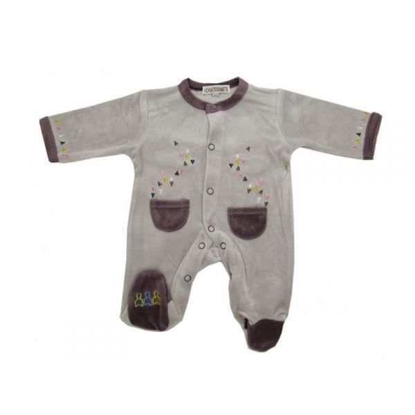 Pyjama bebe premature 00 mois gris mauve Cdiscount Maison