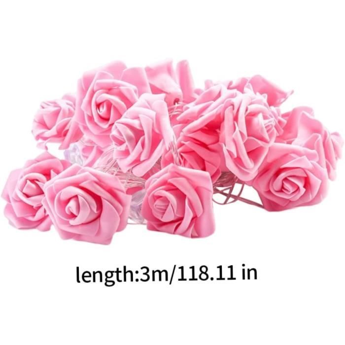 Guirlande LED Fleurs 2m - 20 Lumières Chaudes - À Piles - Mousseline Rose - Fée