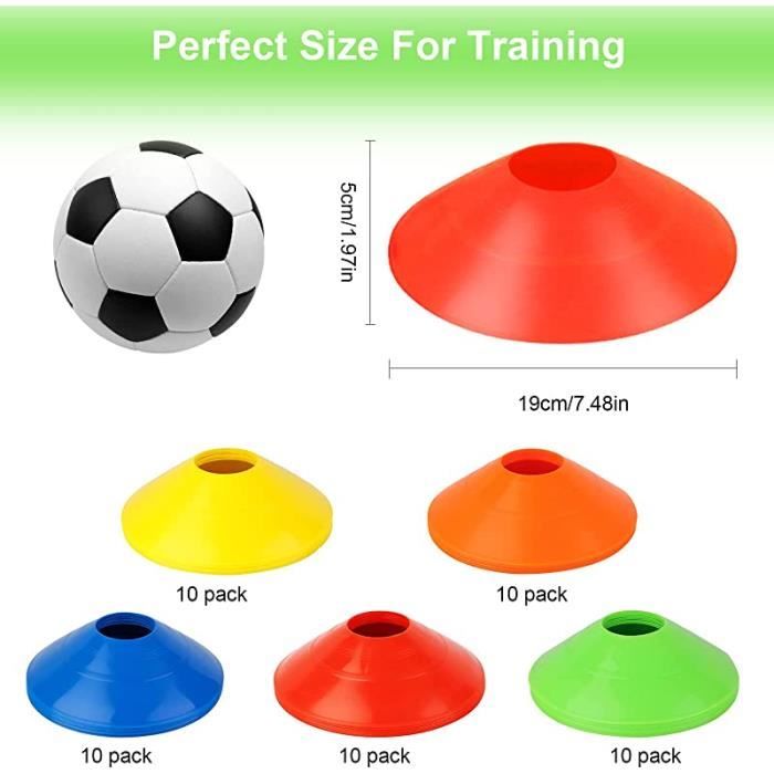 20 Cônes Football Mini – Rouge Jaune Antidérapants Et Sans Bords Pour Entraînement De Vitesse Et Techniques