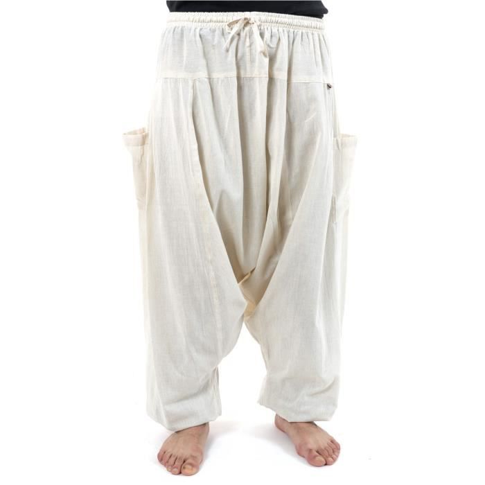Fantazia Sarouel homme leger Pantalon sarwel Nepal zen homme femme coton leger creme Tara Cdiscount Pret a Porter