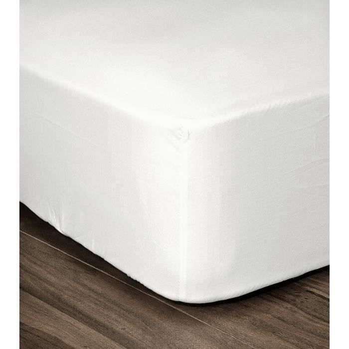 Drap Housse 140x190 Blanc – Microfibre Ultra Doux Bonnet 30 Cm, Élastique 360° Respirant & Confortable Toute L’Année Pour Lit 2 Personnes