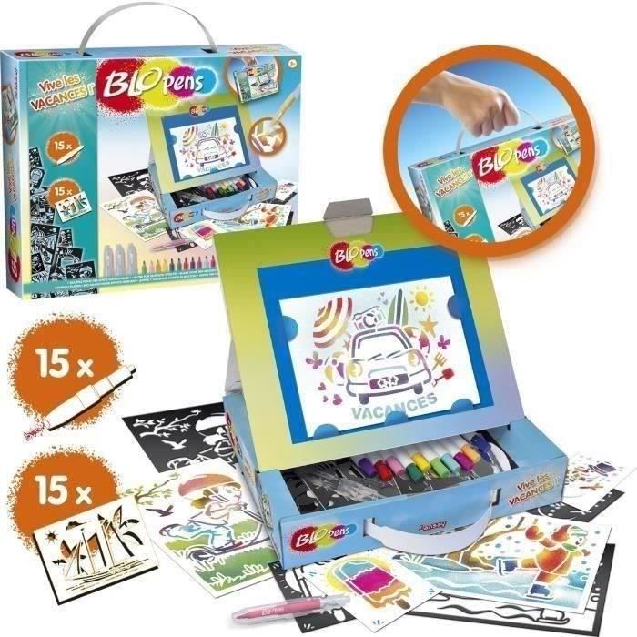 Lansay Blopens Set Activités Bébés Animaux – Feutres à Souffler, Pochoirs Réutilisables, Kit Aérographie, Cadeau Enfant 5 Ans