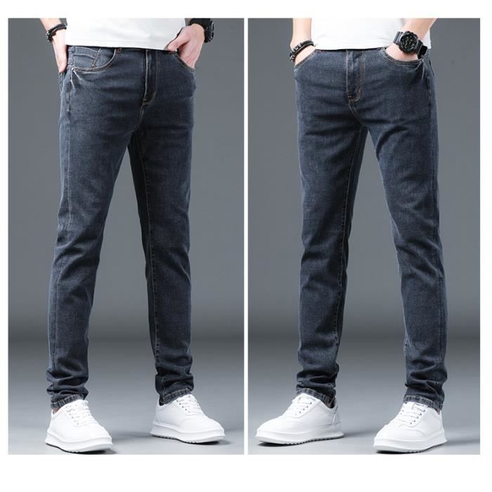 Jeans Homme Slim Fit Jambe Droite Casual Mi saison Denim Bleu gris Cdiscount Pret a Porter