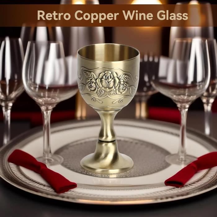 Jenngaoo Calice Vintage En Alliage De Zinc Doré Et Rouge, Gobelet à Vin De Cérémonie, Tasse Décorative Pour Banquet, Fête, Bar Et Communion