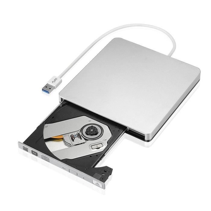 Lecteur optique externe argent usb3. 0 cd-rw dvd + rw dvd-ram graveur cd  dvd pour mac pc portable netbook