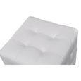1108•MEUBLE Table de chevet Pouf cube capitonné blanc (lot de 2), 30 × 30 × 30 cm-2