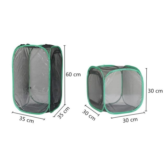 Cage Pliante à Insectes 60x60x90 Cm – Maille Transparente – Pour Chenilles, Papillons – élevage Et Observation – Poignée Et Fermeture éclair