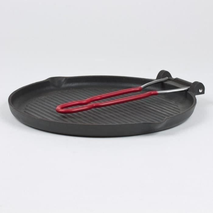 Grill à Bifteck En Fonte Chasseur - 38x20 Cm, Noir, Compatible Induction