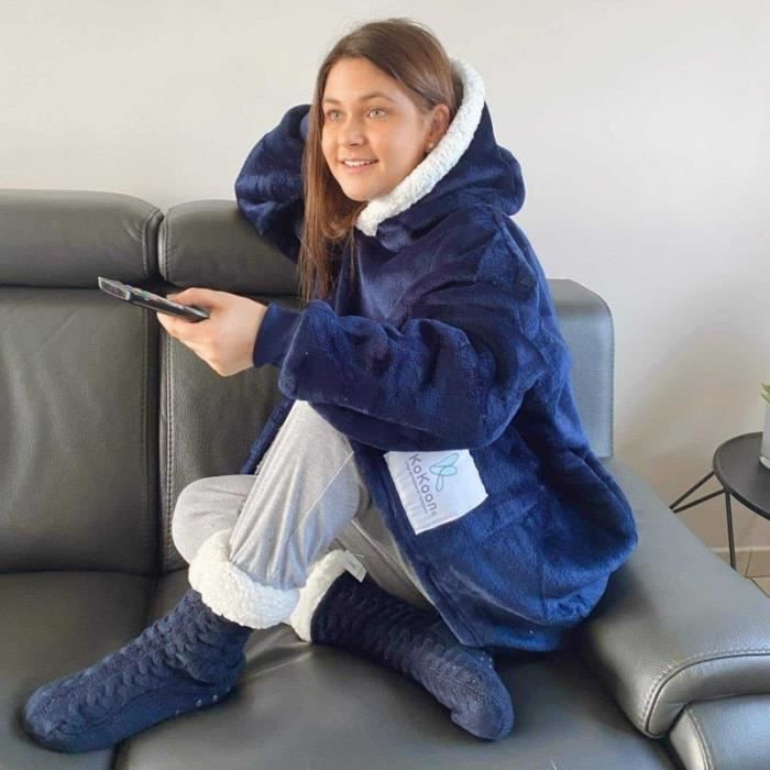 Plaid Pull Geant Pilou bleu marine