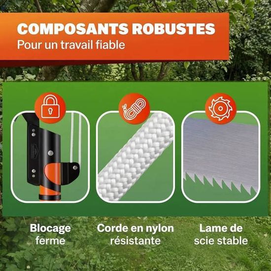 Élagueuse Manuelle Télescopique Avec Scie Et Ciseaux - Tige Extensible Jusqu'à 4m, Lame Acier SK5 - Pour Jardin, Arbres, Palmiers