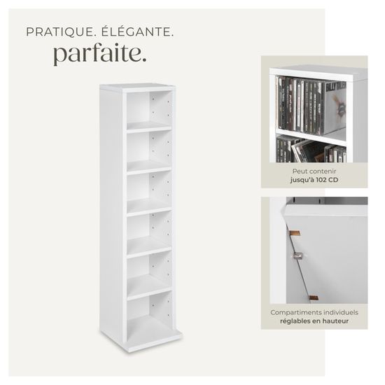 Tectake Meuble De Rangement Cd Dvd 5 Etageres Modulables