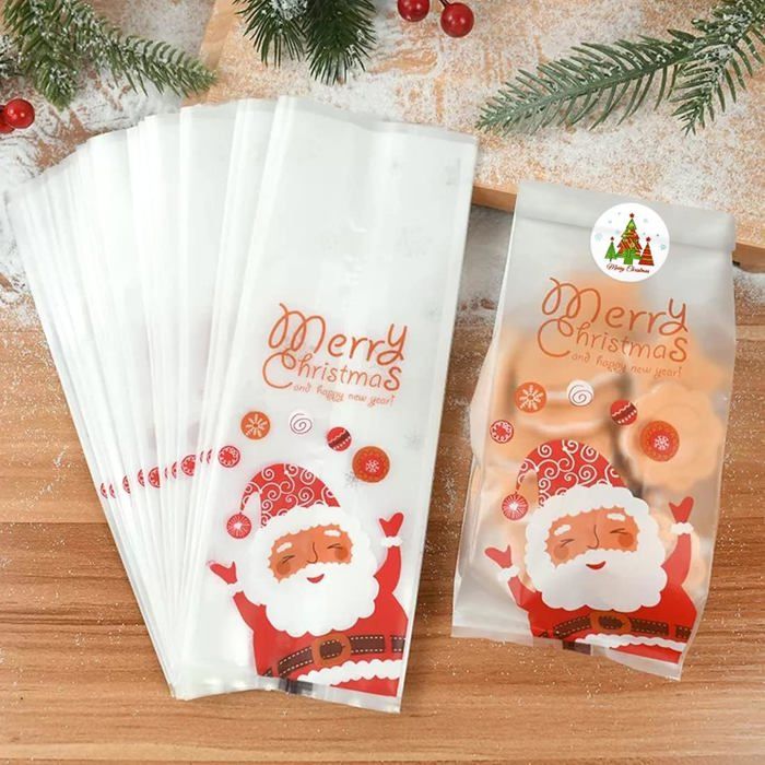 Sachet Cellophane De Noël,Sac A Bonbon De Père Noël 50Pcs,Transparent