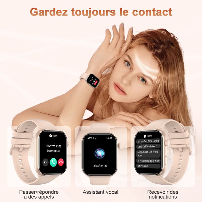 Montre Connectée Femme Avec Appel Bluetooth,Smartwatch Ip68 Avec