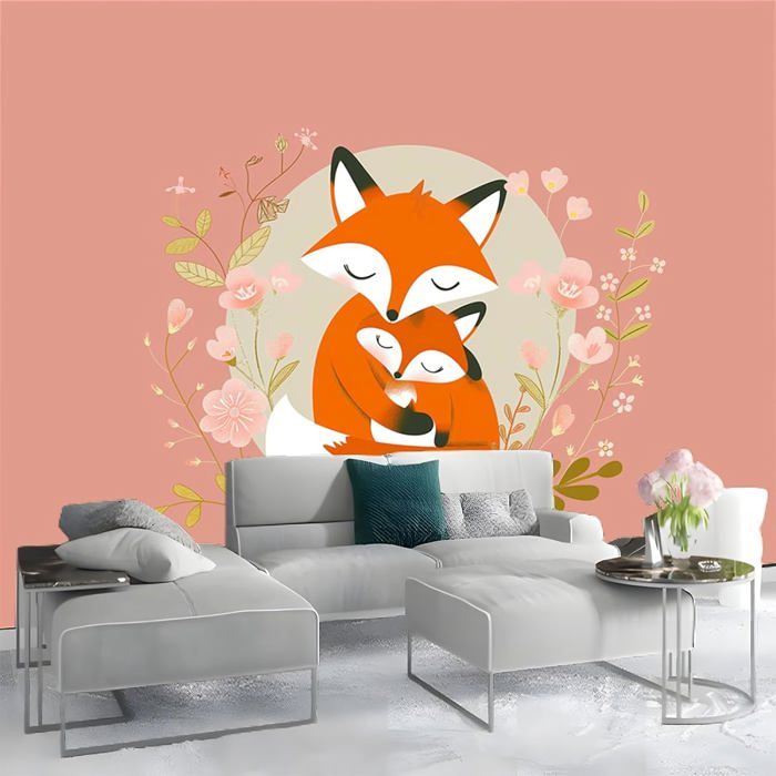 Papier Peint Panoramique Dessin Animé Animal Renard Poster Geant Mural ...