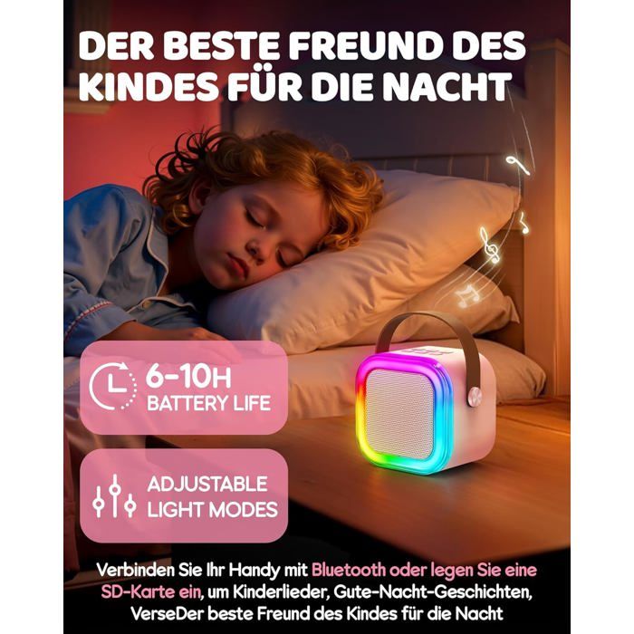 LUVTOY Machine Karaoké Licorne Avec 2 Micros Sans Fil – Effets Vocaux, LED Arc-en-ciel, Bluetooth 5.0 – Cadeau Fille 3-12 Ans