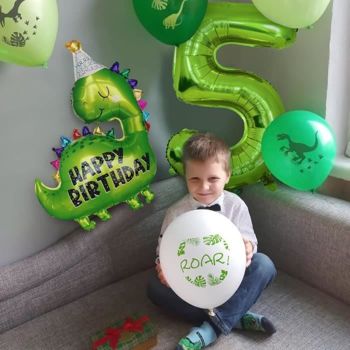 Ballon Dinosaure XXL Happy Birthday – Déco Fête Enfant Adorable – Rechargeable & Réutilisable – Inclut Paille De Gonflage – Idée Cadeau Anniversaire Dino