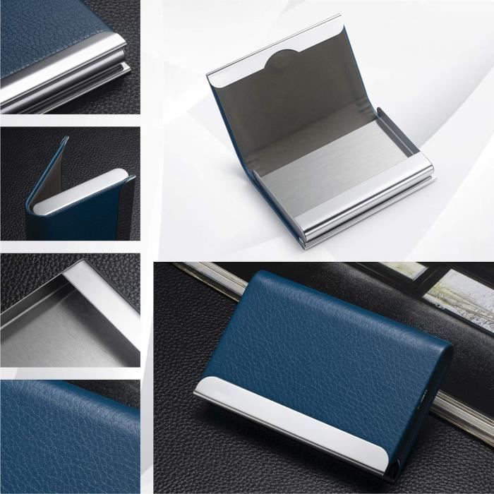 Boîte De Rangement Pour Cartes De Tarot – Cuir Synthétique Noir, Intérieur Bleu, Fermoir Aimanté, 137x86x51 Mm