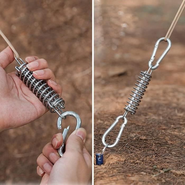 4 Ressorts De Tension Acier Inoxydable 17.5cm - Pour Voile Ombrage, Tente Et Hamac - Avec Crochets