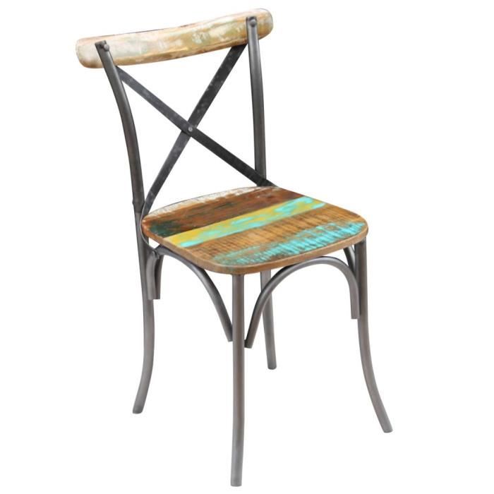 Chaise en tissu et bois recyclé BRISBANE (lot de 2)  Salle à manger bois, Chaise  salle a manger, Chaise de salle à manger