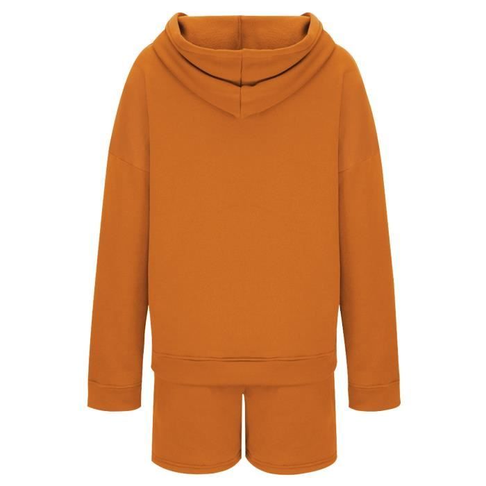 Ensemble survetement femme orange Adidas Pull a capuche et pantalon Manches longues Multisport Orange Cdiscount Pret a Porter