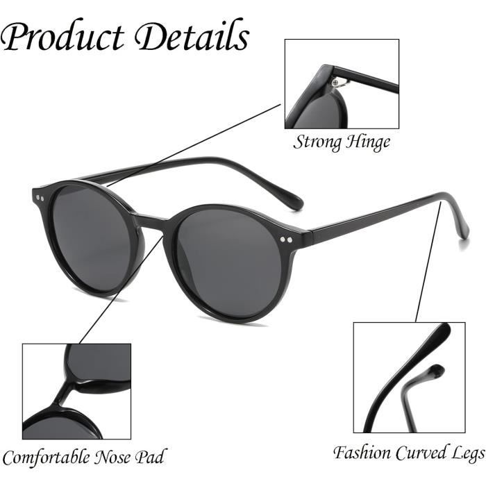 YAMEIZE Lunettes De Soleil Polarisées Rondes Rondes Pour
