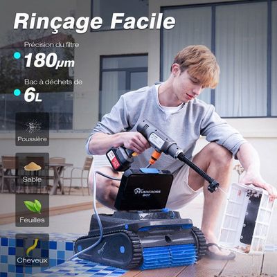 Robot Piscine EVERCROSS U8 - Nettoyage Fond, Parois, Ligne D'eau - Autonomie 120 Min, Navigation Intelligente, Stationnement Auto - Pour Piscines Jusqu'à 200 M²