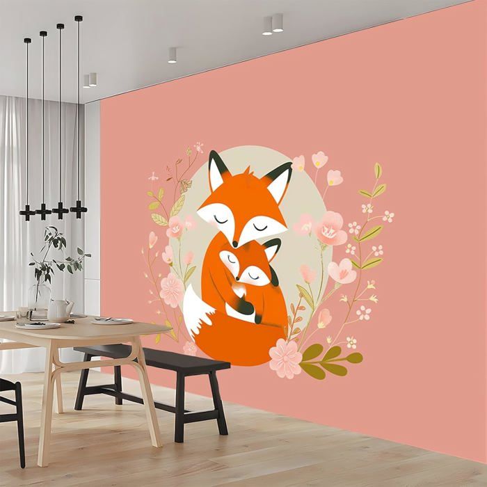 Papier Peint Panoramique Dessin Animé Animal Renard Poster Geant Mural ...