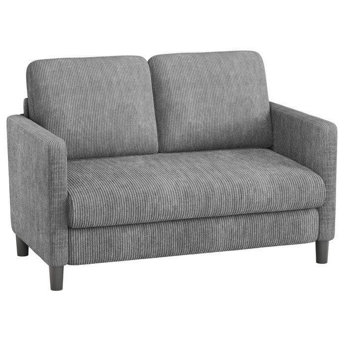Canapé 2 Places Dripex - Tissu Gris - 112cm - Scandinave - Pour Petit Appartement