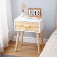 Table De Chevet Nuit 30cm Couleur Du Bois Blanc 1 Tiroir 40 30