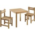 Ensemble repas de jardin pour enfant - 2 personnes - Table carrée 50 x 50 x 50 cm et 2 chaises - Bois Acacia FSC-0