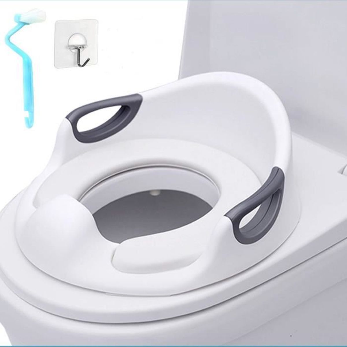 Bebe Reducteur De Toilette Rehausseur Wc Enfant Siege De Toilette Avec Coussin Poignee Dossier 1 X Brosse 1 X Crochet Cdiscount Puericulture Eveil Bebe