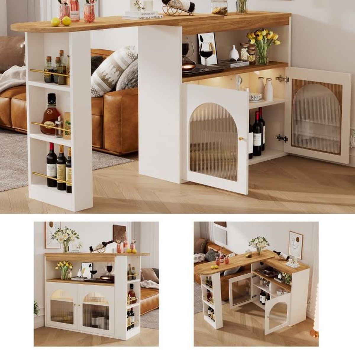 Table de bar extensible Table de bistro rotative Table à manger