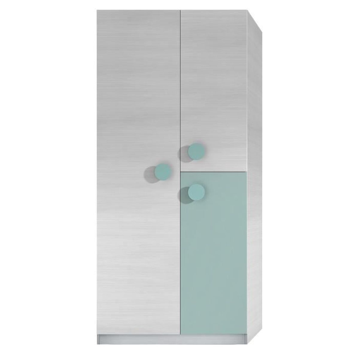 Armoire Enfant De 3 Portes Coloris Blanc Raye Et Vert Aqua Dim