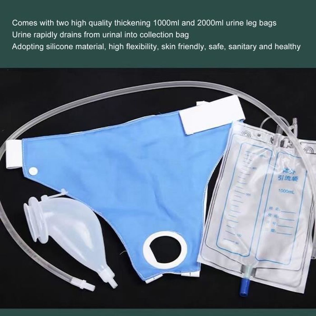 Sac De Collecte D'urine Homme Réutilisable – Système Portable Avec Cathéter Et Sacs 1000/2000 Ml
