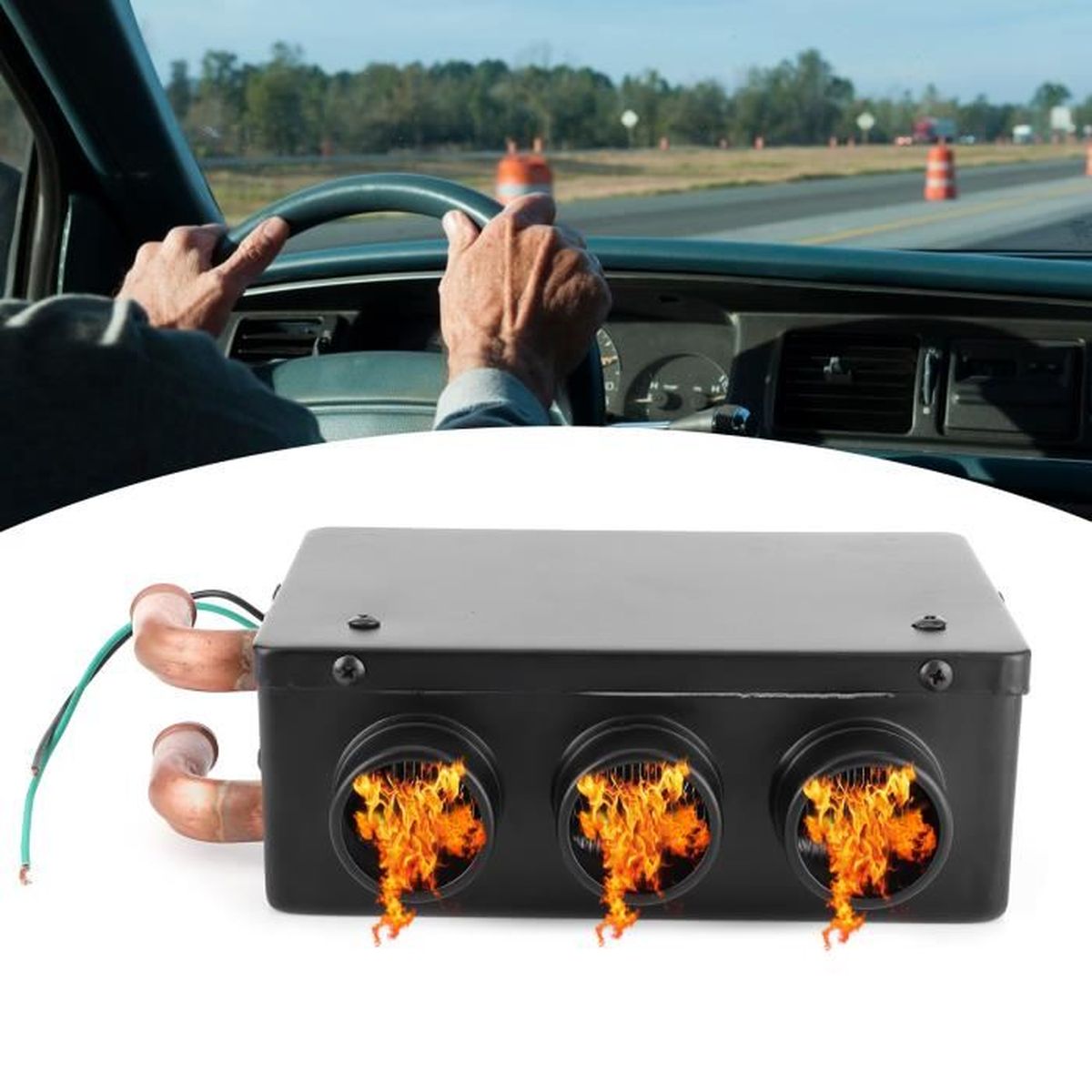 Dégivrage Voiture 220W 12V - Chauffage Ventilateur Multi-angles - Débit D'air Réglable - NEUF