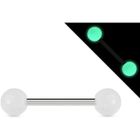 KNEIPP Piercing Langue Fluo Phospho Acier Chirurgical Inoxydable Anti Allergique Barbell GORDON Blanc LOVEPIERCING