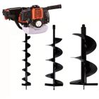 GT GARDEN - Tarière thermique 52 cm3 - 3 CV + lot de 3 mèches (100, 200 et 300 mm)