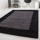 ONLINETEX24 Homebyhome Tapis Shaggy à Poils Longs 200x290 cm Tapis Anthracite - Design avec Bordure pour un Salon Moderne