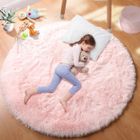 FREOSEN Tapis Rond Chambre 140cm - Anti Slip Doux Moelleux - Rose