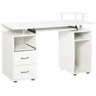 Bureau informatique - HOMCOM - avec rangement support imprimant et clavier - avec étagères et tiroir - 120 x 55 x 85 cm - blanc