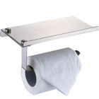 Porte-Papier Toilette Mural - MTEVOTX - Argent - Support avec Étagère - Acier Inoxydable - Sans Perçage