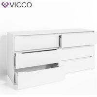 VICCO commode RUBEN blanc 6 tiroirs 160 cm buffet armoire polyvalente