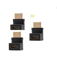 NanoCable 10.16.0011 - Adaptateur HDMI V1.3 Coudé-3 Pièces, A-H-A-M, Femelle-Mâle, Noir 10.16.0011