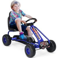 GOPLUS Go-Kart pour Enfant 3-6 Ans,Kart à Pédales Extérieur avec Siège Réglable sur 2 Positions,Frein à Main,Pneus,86x50x55CM(Bleu)