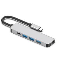 5 en 1 Hub HDMI Adaptateur USB C vers USB 3.0 x 3, Type C 100W PD Port de Recharge, HDMI 4K Compatible avec Macbook Air M1 Macbook