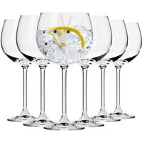 Krosno Verre à Gin Vin et Eau en Cristal - Lot de 6 Verres 480 ml - Cadeau Homme - Collection Venezia - Lavable au Lave-Vaisselle
