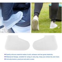 Couvre-chaussures imperméables couvre-chaussures anti-dérapantes en silicone blanc (M) HB024