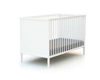 WEBABY - Lit bébé 60 x 120 cm en bois - Réglable 3 hauteurs - Blanc Uni